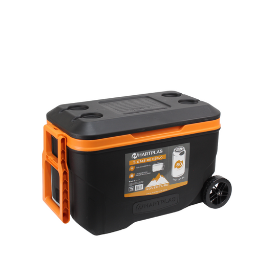 Hielera Everest Adventure 52 QT con Ruedas en negro y naranja - vista 1